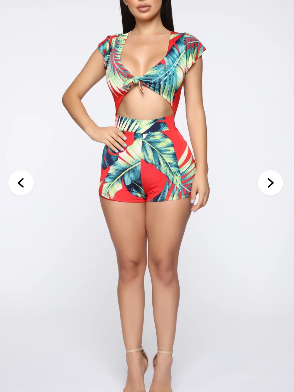 Fashion Nova Waist No Time Tropical Romper